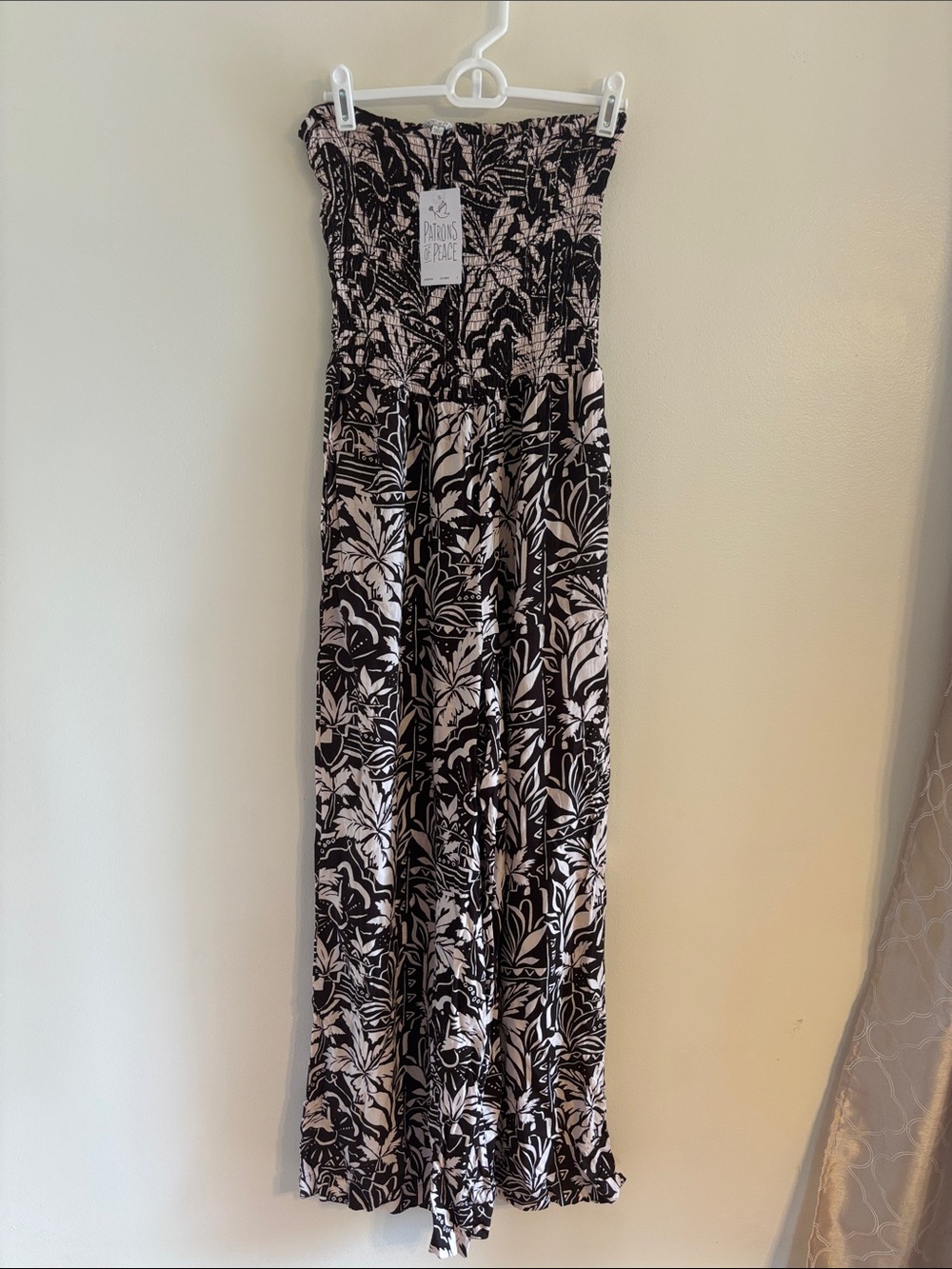 Patrons of Peace Strapless Smocked Floral Jumpsuit